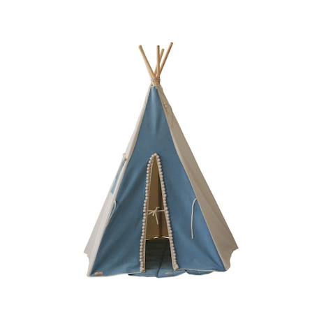 Tente tipi jean avec pompoms en coton Bleu 1 - vertbaudet enfant 