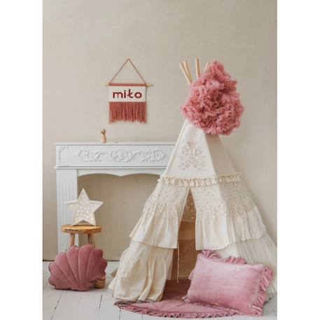 Tente tipi boho à volants en coton Beige 3 - vertbaudet enfant 
