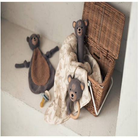 Doudou attache sucette biche Blanc, marron+Marron savanne+Vert tendre 8 - vertbaudet enfant 