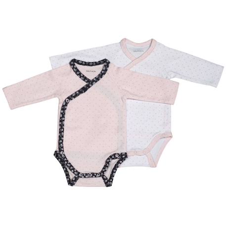 Bodies bébé à manches longues lot de 2 Beige+Blanc+Blanc cassé+Blanc et bleu+Blanc et noir+Blanc/bleu+Blanc/gris+Blanc/noir+Rose+Rose/blanc 36 - vertbaudet enfant 