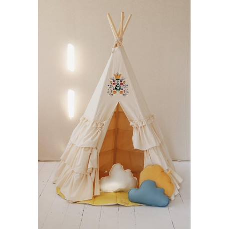 Tente tipi folk à volants en coton Beige 4 - vertbaudet enfant 
