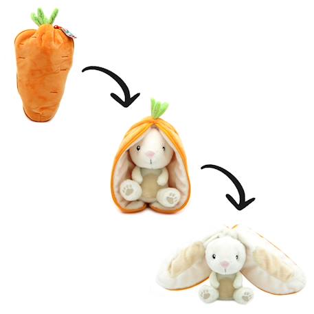 Peluche flipetz lapin carotte Orange+Rouge, vert, noir 2 - vertbaudet enfant 