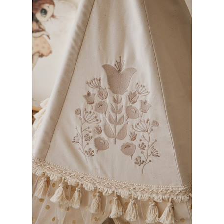 Tente tipi avec franges et tapis boho en coton caramel Beige 4 - vertbaudet enfant 