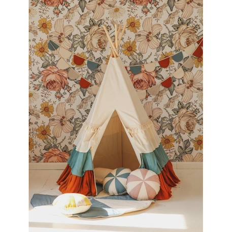 Tente tipi cirque avec volants en lin et coton Beige 2 - vertbaudet enfant 