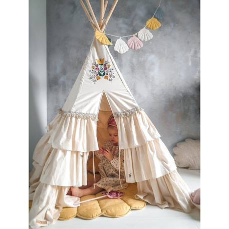 Tente tipi folk à volants en coton Beige 6 - vertbaudet enfant 