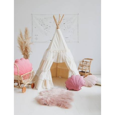 Tente tipi avec volants shabby chic  en coton Beige 2 - vertbaudet enfant 