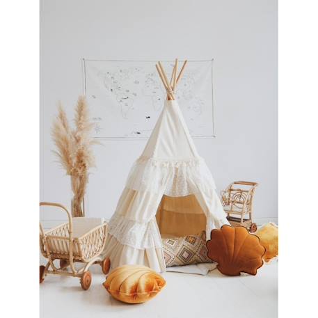 Tente tipi chic avec volants en coton Beige 3 - vertbaudet enfant 