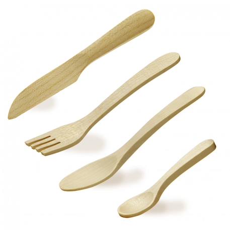 Couverts de dinette en bois Beige 1 - vertbaudet enfant 