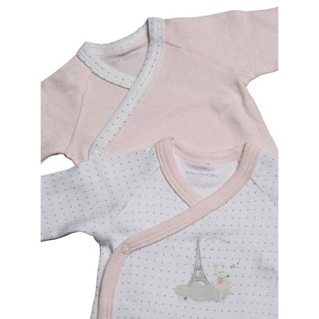 Bodies bébé à manches longues lot de 2 Beige+Blanc+Blanc cassé+Blanc et bleu+Blanc et noir+Blanc/bleu+Blanc/gris+Blanc/noir+Rose+Rose/blanc 33 - vertbaudet enfant 