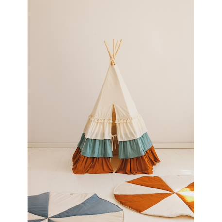 Tente tipi cirque avec volants et tapis en coton Beige 2 - vertbaudet enfant 