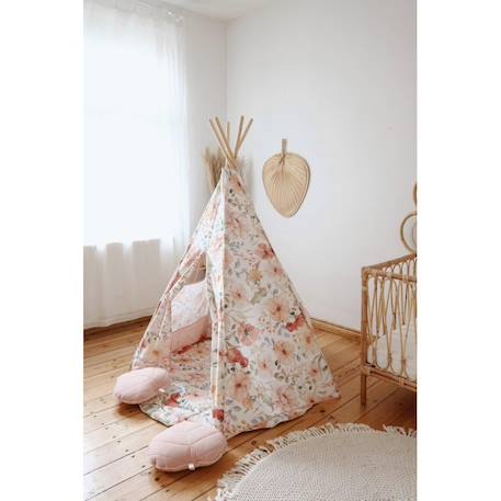 Tente tipi avec tapis flower power en coton Beige 6 - vertbaudet enfant 