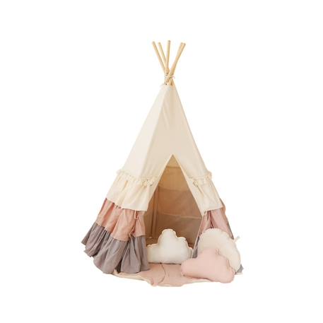Tente tipi powder frills à volants en lin et coton Beige 1 - vertbaudet enfant 
