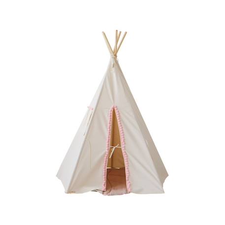 Tente tipi avec pompoms en coton Beige 1 - vertbaudet enfant 