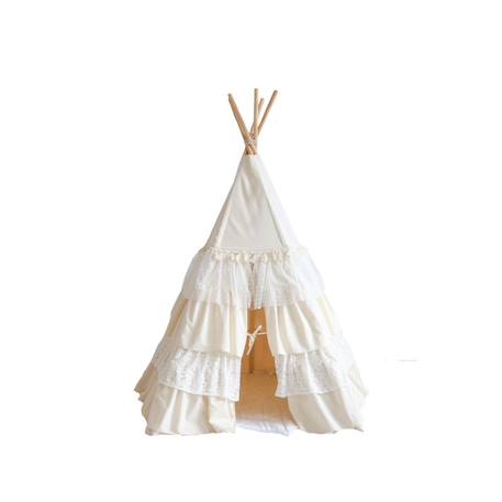 Tente tipi chic avec volants en coton Beige 1 - vertbaudet enfant 