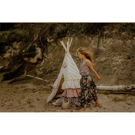 Tente tipi avec franges et tapis powder frills en coton et Beige 6 - vertbaudet enfant 