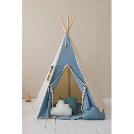 Tente tipi jean avec pompoms en coton Bleu 3 - vertbaudet enfant 