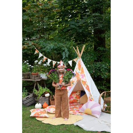 Tente tipi pique nique avec les fleurs en coton Beige 6 - vertbaudet enfant 