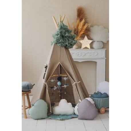 Tente tipi avec tapis natural linen en lin Beige 4 - vertbaudet enfant 