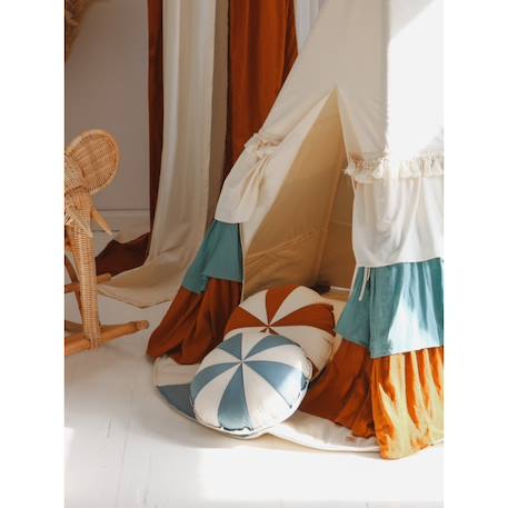 Tente tipi cirque avec volants et tapis en coton Beige 6 - vertbaudet enfant 