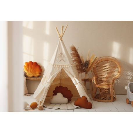 Tente tipi boho à volants en coton Beige 4 - vertbaudet enfant 