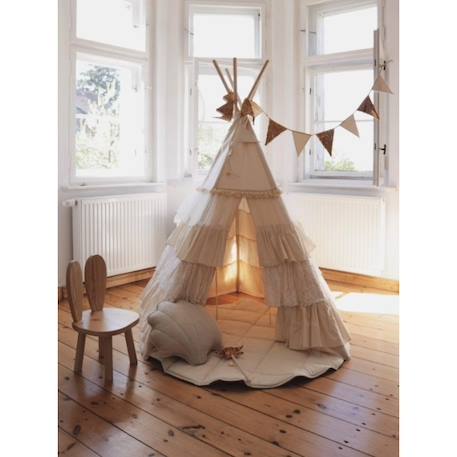 Tente tipi avec volants shabby chic  en coton Beige 4 - vertbaudet enfant 
