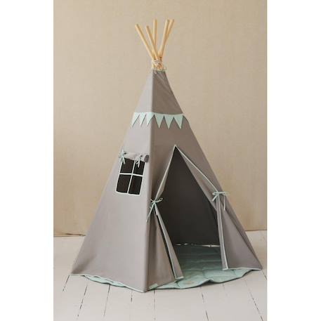Tente tipi avec guirlande menthe en coton Bleu+Vert 8 - vertbaudet enfant 