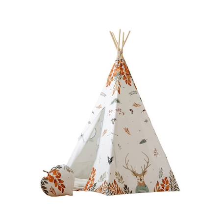 Tente tipi avec tapis forest friends en coton Blanc 1 - vertbaudet enfant 