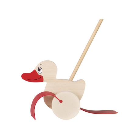 Canard à pousser en bois Beige 1 - vertbaudet enfant 