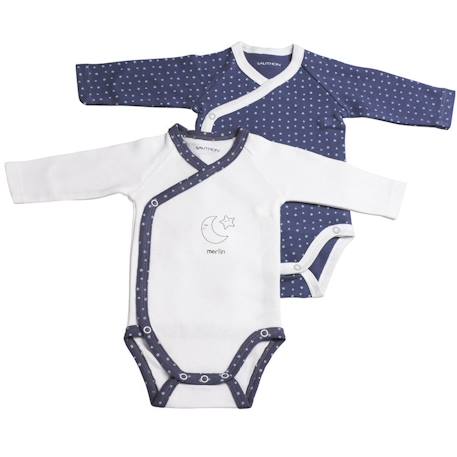Bodies bébé à manches longues lot de 2 Beige+Blanc+Blanc cassé+Blanc et bleu+Blanc et noir+Blanc/bleu+Blanc/gris+Blanc/noir+Rose+Rose/blanc 21 - vertbaudet enfant 