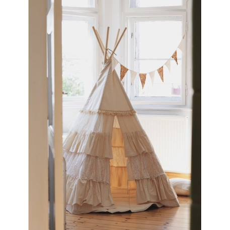 Tente tipi chic avec volants en coton Beige 6 - vertbaudet enfant 