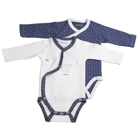 Bodies bébé à manches longues lot de 2 Beige+Blanc+Blanc cassé+Blanc et bleu+Blanc et noir+Blanc/bleu+Blanc/gris+Blanc/noir+Rose+Rose/blanc 22 - vertbaudet enfant 