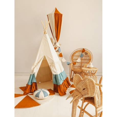 Tente tipi cirque avec volants en lin et coton Beige 3 - vertbaudet enfant 