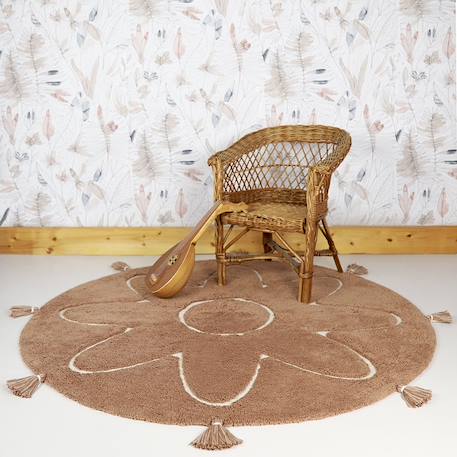 Yva tapis enfant bohème avec pompons Brun rosé 1 - vertbaudet enfant 