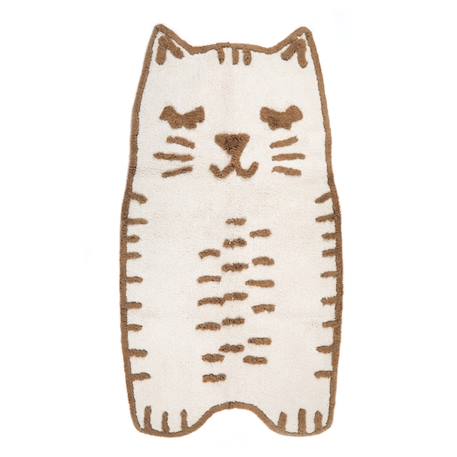 Tapis chambre enfant coton lavable petit chat little charlie Ecru et caramel 2 - vertbaudet enfant 