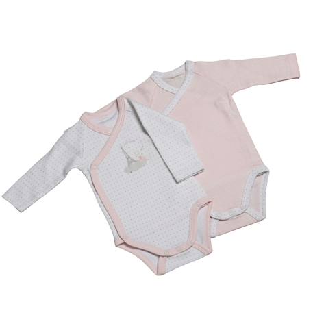 Bodies bébé à manches longues lot de 2 Beige+Blanc+Blanc cassé+Blanc et bleu+Blanc et noir+Blanc/bleu+Blanc/gris+Blanc/noir+Rose+Rose/blanc 31 - vertbaudet enfant 