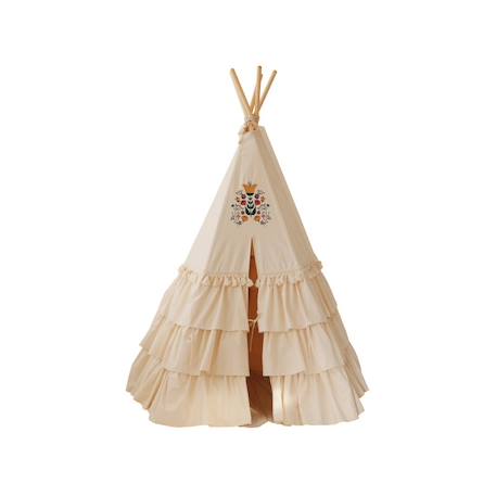 Tente tipi folk à volants en coton Beige 1 - vertbaudet enfant 