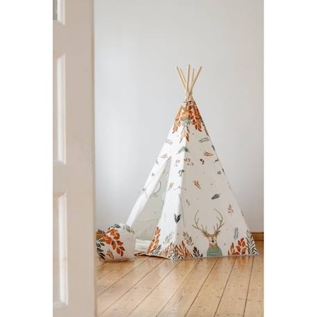 Tente tipi avec tapis forest friends en coton Blanc 4 - vertbaudet enfant 
