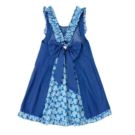 Robe cérémonie fleurie    noeud amovible  anais Bleu foncé 3 - vertbaudet enfant 