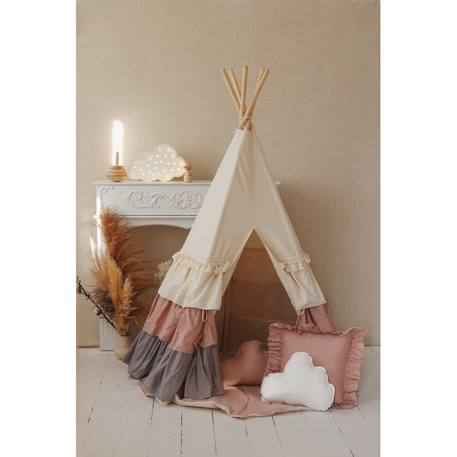 Tente tipi powder frills à volants en lin et coton Beige 4 - vertbaudet enfant 
