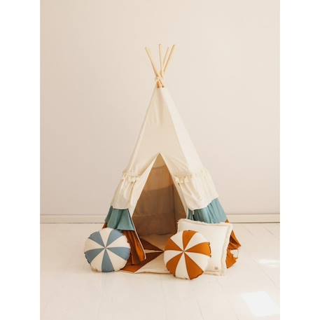 Tente tipi cirque avec volants en lin et coton Beige 4 - vertbaudet enfant 