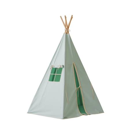 Tente tipi avec pompoms et tapis menthe en coton Vert 1 - vertbaudet enfant 