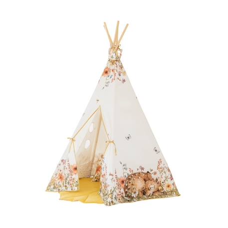Tente tipi avec tapis wildflowers en coton Beige 1 - vertbaudet enfant 