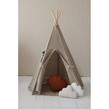 Tente tipi avec tapis natural linen en lin Beige 6 - vertbaudet enfant 