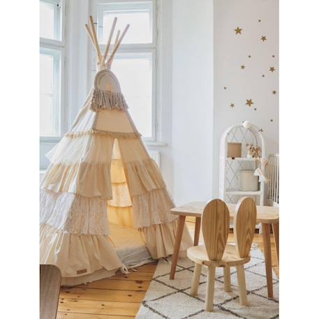 Tente tipi chic avec volants en coton Beige 4 - vertbaudet enfant 
