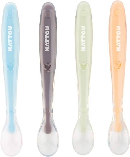 Set 4 cuillères en silicone Gris 1 - vertbaudet enfant 