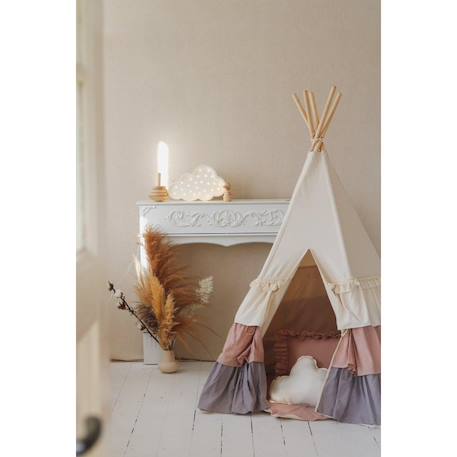 Tente tipi powder frills à volants en lin et coton Beige 2 - vertbaudet enfant 