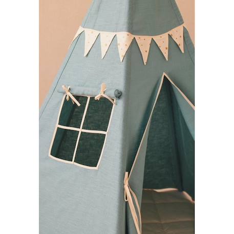 Tente tipi avec guirlande menthe en coton Bleu+Vert 2 - vertbaudet enfant 