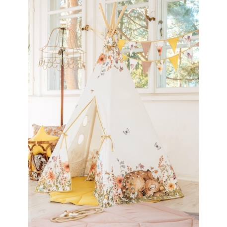 Tente tipi avec tapis wildflowers en coton Beige 6 - vertbaudet enfant 