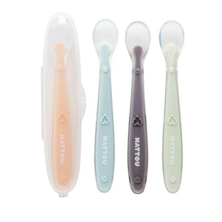 Set 4 cuillères en silicone Gris 4 - vertbaudet enfant 