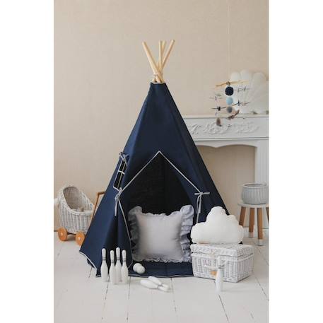 Tente tipi avec tapis marine en lin Bleu 5 - vertbaudet enfant 